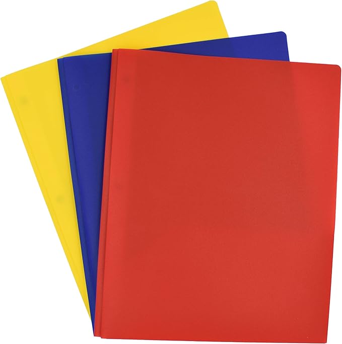 Smead Poly Two-Pocket Folder with Tang Style Fasteners, Letter Size, Assorted Colors, 6 per Pack (87746)