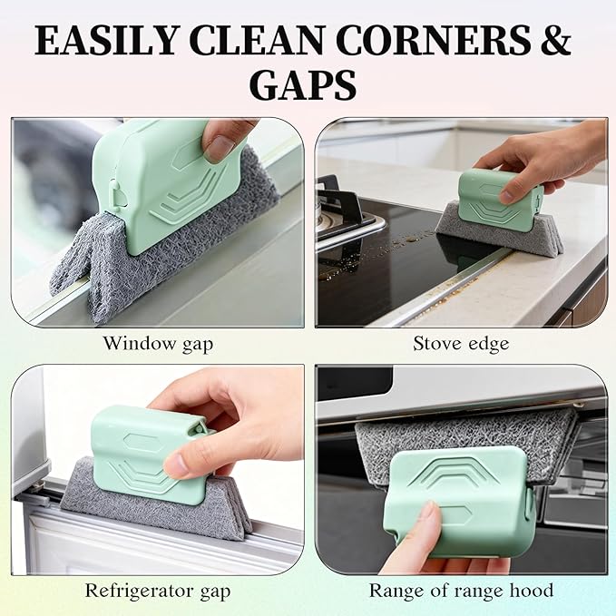 3PCS Magic Window Track Cleaner, 2026 Upgraded Window Groove Cleaning Brush Tools Set, Hand-held Window Track Cleaning Tools for Window lides Gaps Tile Lines Shutter Car Vents (Grey + Pink + Green)