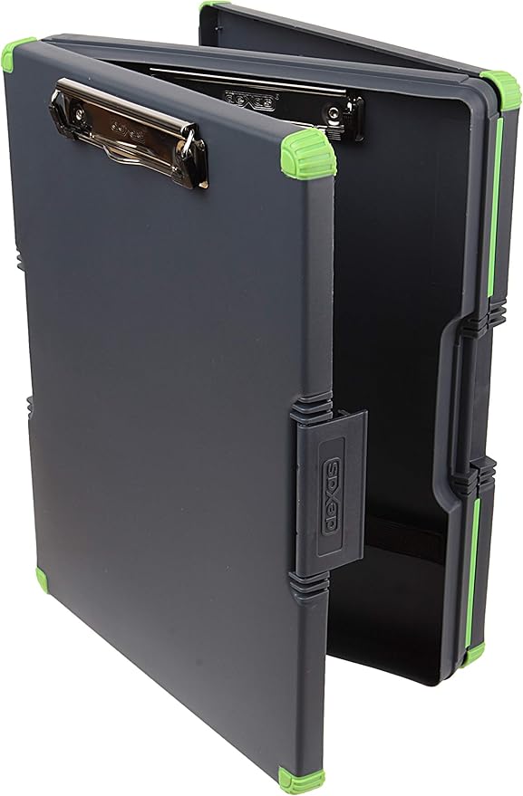 Dexas Duo Clipcase, Double Sided Clipboard Design, Portable Clipboards 13”x10” Gray/Green, Combine Style and Functionality Office Supplies for Nursing, School, Work, Trades, Home Office (Pack of 3)