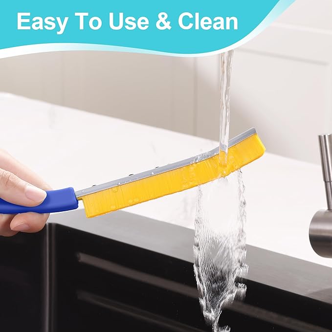 JOYMOOP 4 Pack Crevice Cleaning Brush, Blue Hard Bristle Grout Brush, House Cleaning Supplies, Magnetic Gap Cleaning Brush for Kitchen, Bathroom, Window, Toilet, Multifunctional Cleaning Tools