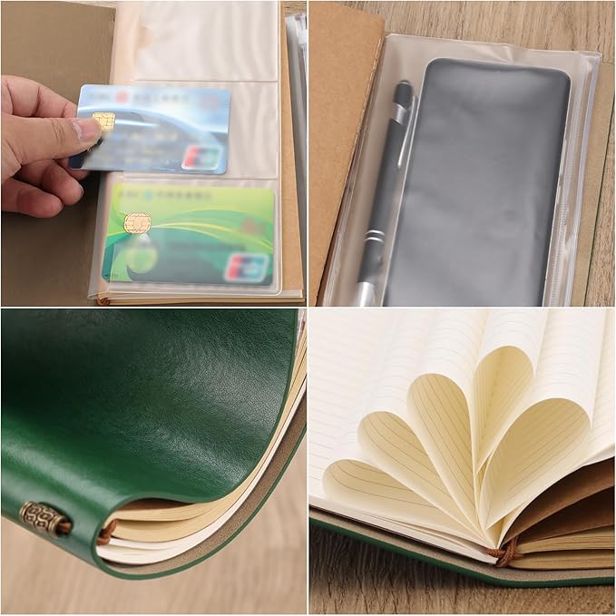 PRSTENLY Graduation Gifts Leather Journal, Graduation Gifts for Her Him 140 Page Refillable Journal, High School University College Graduation Gift Ideas for Women Men(Green)