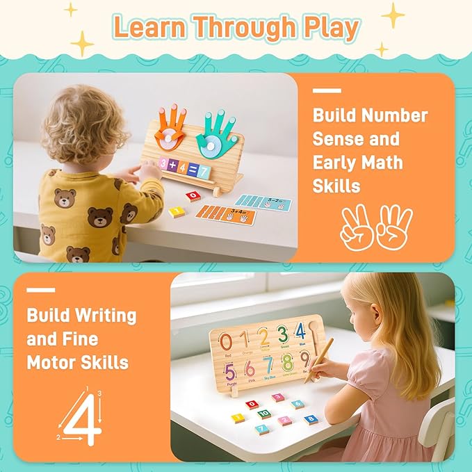 LovesTown Preschool Learning Toys, Educational Math Manipulatives Finger Counting Blocks, Tracing Number for Toddlers, Homeschool Classroom Supplies Birthday Boys Girls Gifts