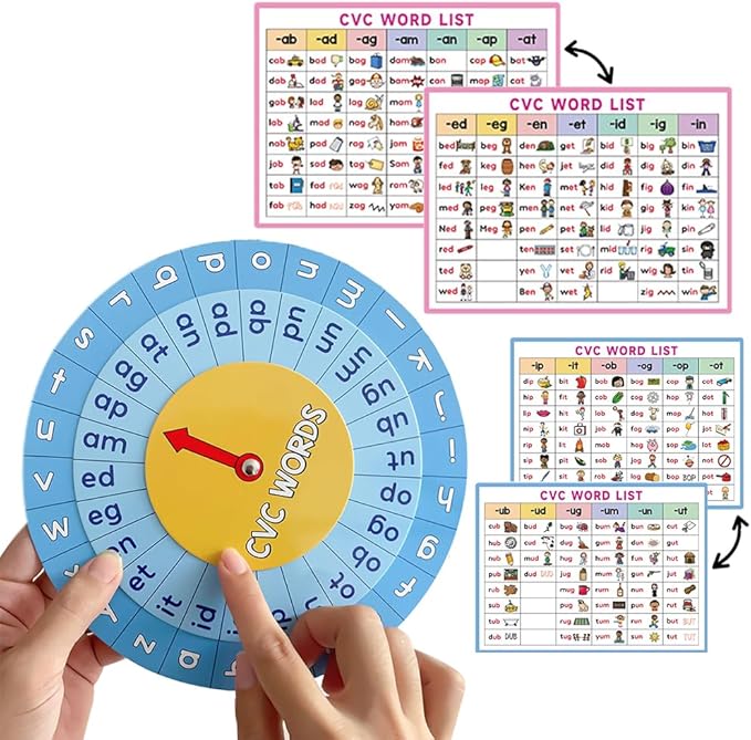 Lachilly Montessori CVC Words Games with Word Lists Sheets, Speech Therapy Toys for Toddlers Kids, Kindergarten Teacher Teaching Aids, CVC Flash Cards Phonics Reading Activities