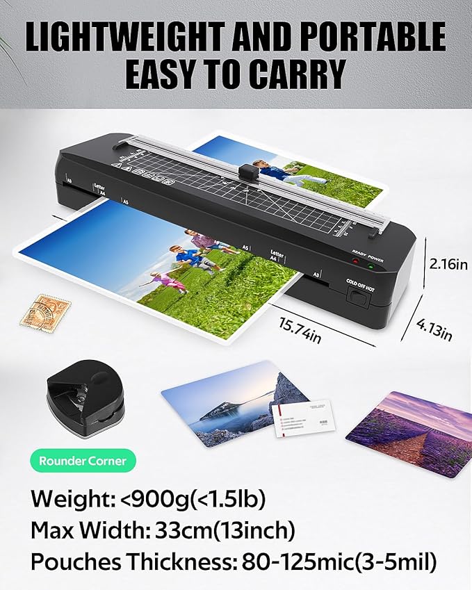 Laminator A3 Laminator Machine with Built-in Trimmer, 70s Fast Warm-up, 13 Inches Cold and Thermal Laminating with 20 Laminating Sheets, Portable Laminating Machine for Home Office School Use