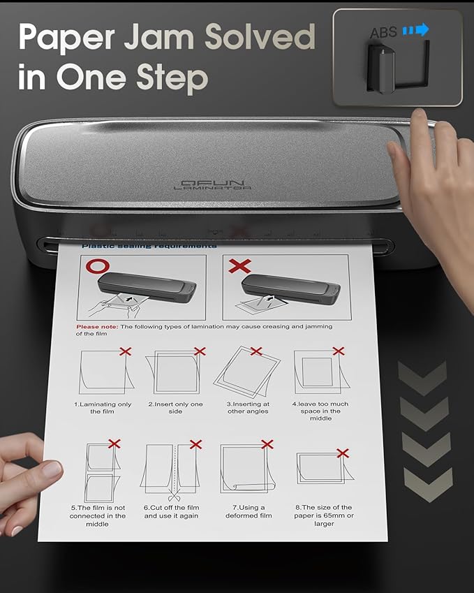 Qfun Laminator Machine 13 Inch Thermal Laminating machine 11x17 with Sheets, Cold Hot Lamination Machine 60S Warm Up Personal Laminator for Teachers, Large A3 Paper Laminate Kit for Office School Home