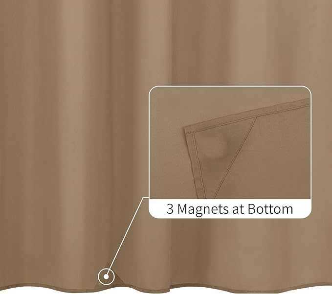 ALYVIA SPRING Extra Long Fabric Shower Curtain Liner Waterproof - 72" x 84", Soft & Lightweight XL Shower Curtain with 3 Magnets, Machine Washable - 72x84, Coffee