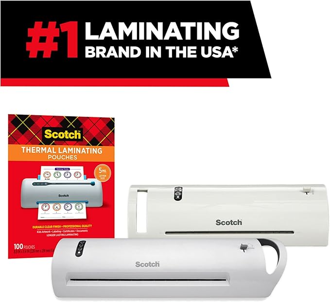 Scotch Thermal Laminating Pouches, 200 Count, Clear, 3 mil., Ideal Office or School Supplies, Fits Letter Sized Paper (8.9 in. × 11.4 in.)