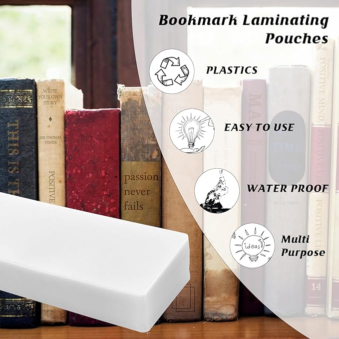 200Pcs Bookmark Laminating Pouches 2x8inch Hot Laminator Sleeves 5 Mil Compatible with Most Pouch Laminating Machines for Book Lovers Nature Lovers