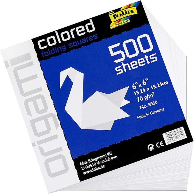 Speedball Art Products Company 8950 Folia 500 Sheet Origami Paper Bulk Pack, White, 6" x 6"