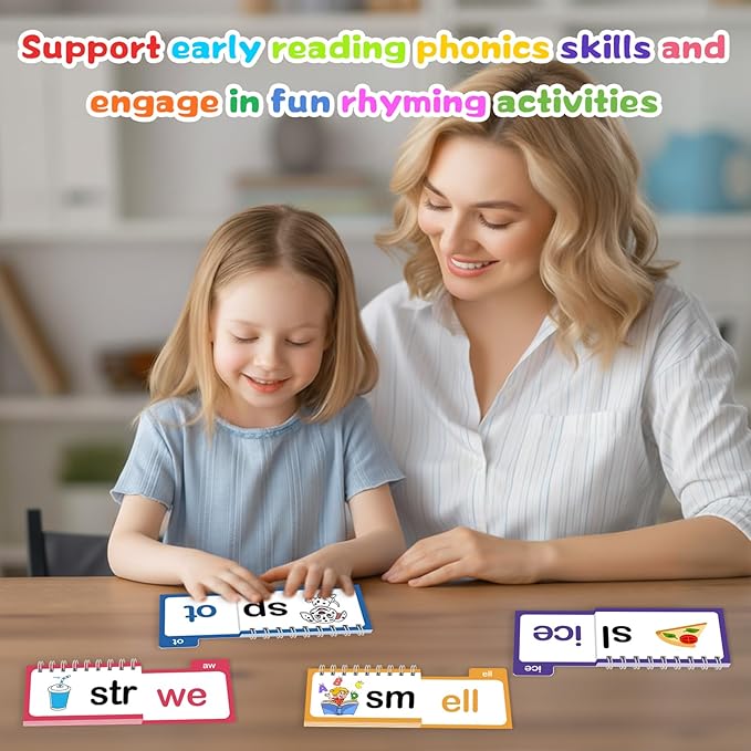 Word Family Build Book, 30 Read and Rhyme Flip Activity Book, Dinosaur ABC Learn to Read Phonics Flash Cards for Preschool/Kindergarten, CVC Words Reading Games for Kids Ages 3-8