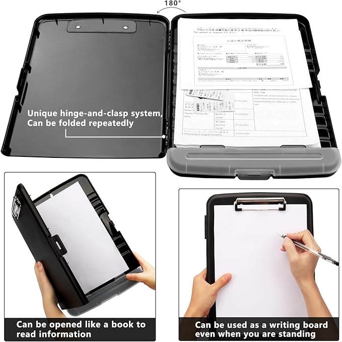 SFLHHDM Storage Clipboard with Pen Holder, High Capacity Clipboards for Classroom, Clip Boards 8.5x11 with Storage, Low-Profile Clip, Lightweight Plastic Clipboard for Kids, Lawers, Office Workers