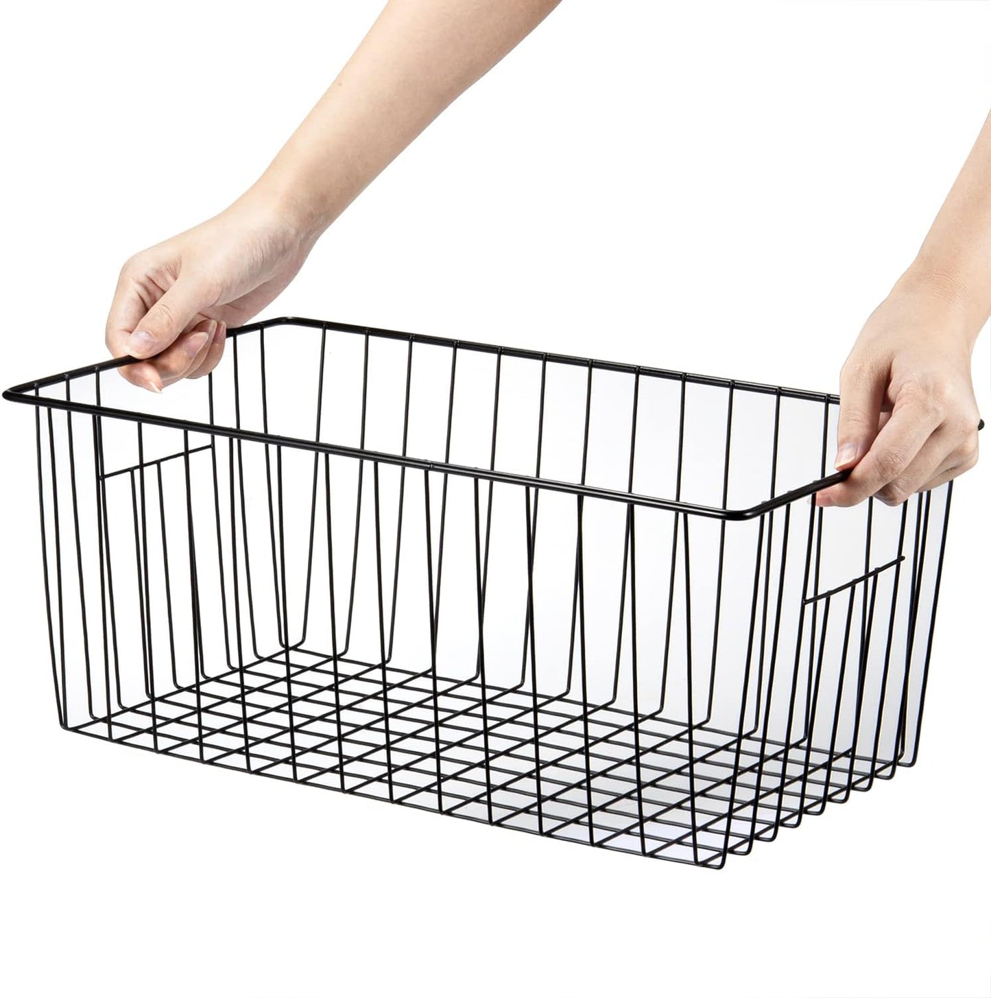 Freezer Organizer Bins, Upright Freezer Baskets for 16, 17, 21 cu.ft Standup Freezer, Durable Freezer Organizer Fully Use Space Improve Air Circulate, 6Pcs, Black