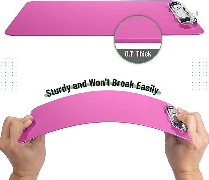 Mr. Pen- Plastic Clipboard, 12.5" x 9", 2 Pack, Hot Pink Clipboard Plastic, Low-Profile Metal Clip with Retractable Hanging Hole