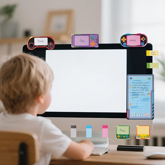 B1ykin Cute Sticky Notes Set - Level Up Video Game Shaped Self-Stick Notes Pad, 550 Sheets Writing Memo Pages Sticky Notepad for Teacher Appreciation Gifts, School Office Supplies (Light Video Game)