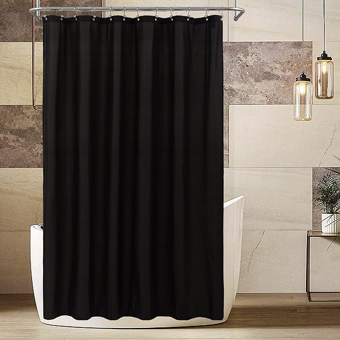 ALYVIA SPRING Extra Long Fabric Shower Curtain Liner Waterproof - 72" x 84", Soft & Lightweight XL Shower Curtain with 3 Magnets, Machine Washable - 72x84, Black