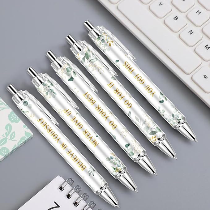 10PCS Christian Pens for Women Inspirational Quotes Bible Verse Ballpoint Pen Green Leave Pens Bulk Religious Ink Pens Employee Appreciation Gift Bulk for School Teacher Office Church Supplies