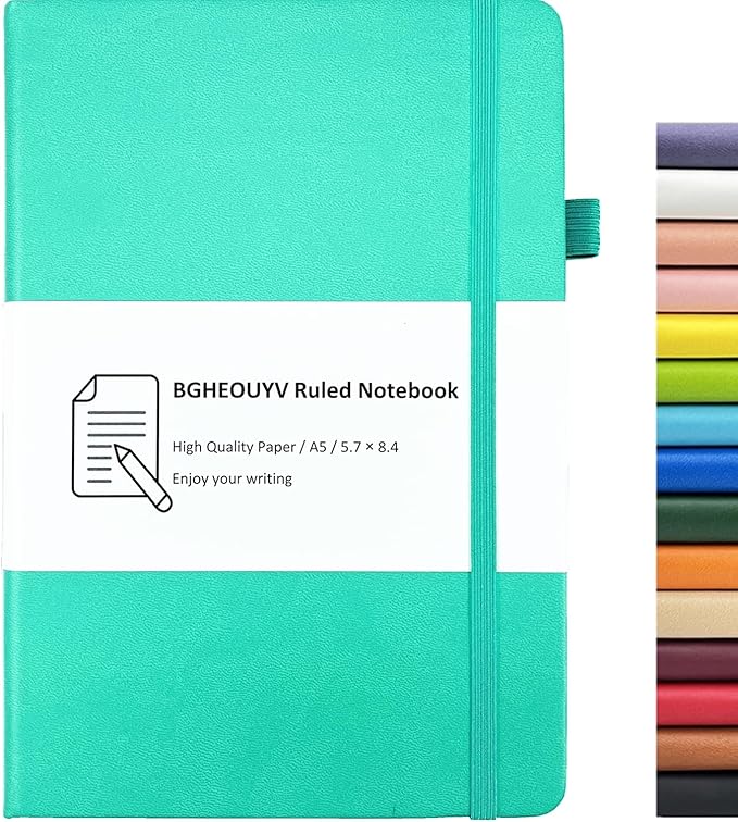 Notebook Journal, College Ruled Notebook Lined A5 160 Pages,Hard Cover Journals for Writing, Notebooks for Work Office School Women Men,5.7 inches x 8.4 inches(Mint Green)