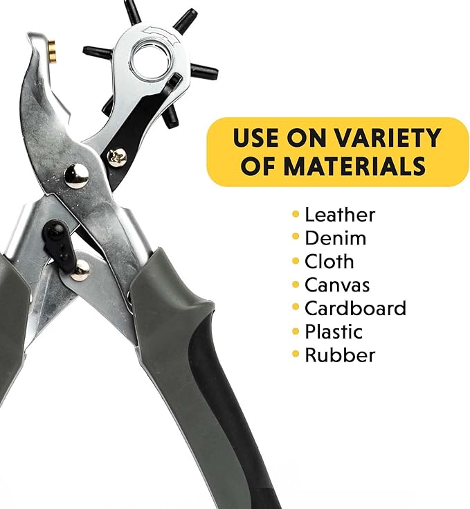 General Tools Revolving Punch Pliers 73 - 6 Multi-Hole Sizes For Leather, Rubber, & Plastic - Hobbies & Crafts
