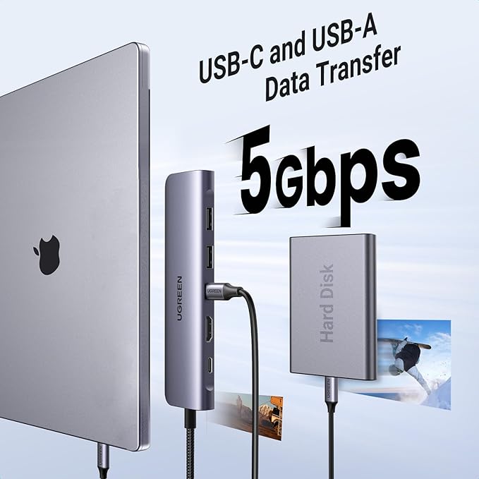 UGREEN Revodok 1071 USB C Hub for Laptop 7 in 1 Dock 4K HDMI, 100W PD Charging, USB-C & 2 USB-A 5Gbps Data Ports, SD/TF Card Reader for MacBook Pro/Air, iPad Pro, XPS, Thinkpad