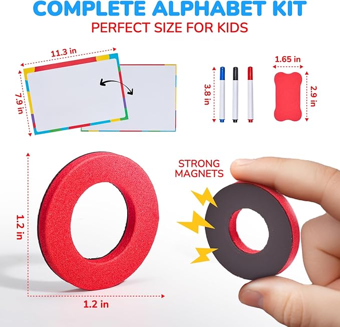 JoyCat Classroom Magnetic Letters Kit 234 Pcs with Double-Side Magnet Board - Foam Fridge Alphabet Letters for Kids Spelling and Learning, Homeschool Activity Pre-K Kid Learning Tool