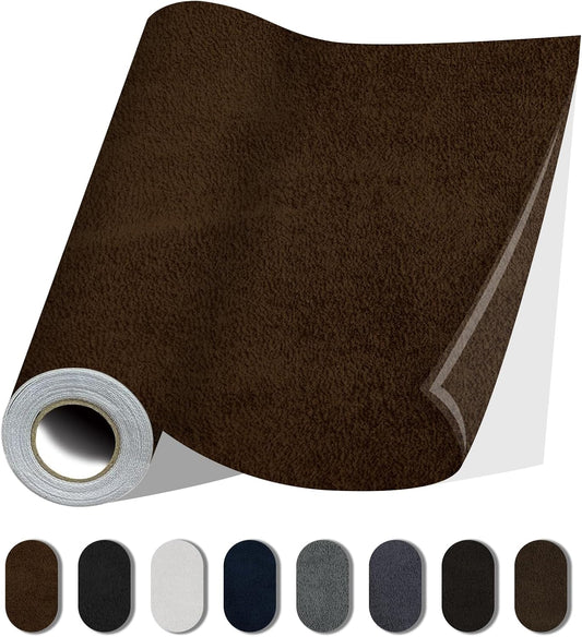Fabric Repair Patches, 35X79 Inch Self-Adhesive Suede Patches Tape Durable, DIY Large Fabric Repair for Sofa, Couches, Furniture, Chair, Clothing （35X79 Inch, Brown）