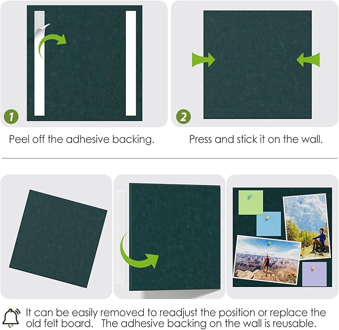 MaxGear Large Cork Board for Wall 36" x 24", Dark Green Bulletin Board, 6 Pack Felt Wall Tiles with Pushpins, Cork Boards for Office Push Pin Board Tack Board Felt Board