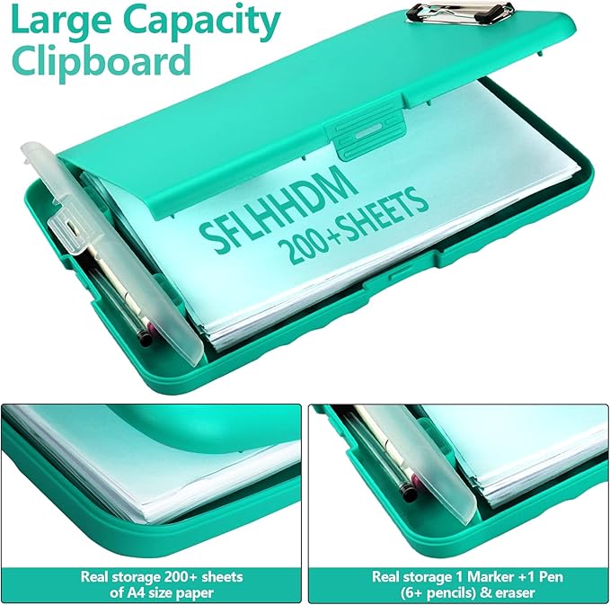 SFLHHDM Clipboard with Storage, Clip Boards 8.5x11, Plastic Clipboards with Pen Holder, Clip Board with Storage Compartments, Nurse Clipboard with Storage for Classroom, Student, Teacher