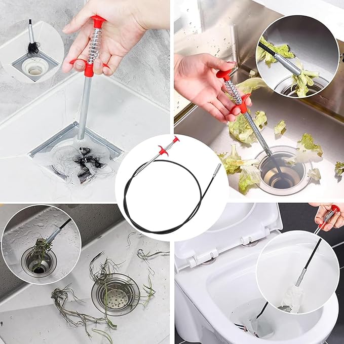 Drain Snake,76 inch Flexible Grabber Claw Pick Up Reacher Tool,Drain Clog Remover - Gutter Cleaning Tools for Home Sink, Bathroom Tub,Drain, Toilet, Tight Spaces
