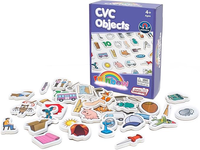 Junior Learning Rainbow CVC Objects Magnetic Foam Set, 40 Pieces, Ages 4-5, Phonics, Pre K-K
