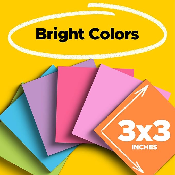 Post-it Super Sticky Notes Value Pk,24 Pads,Convenient School Bus Carry & Storage Case,2X The Sticking Power,3x3 in,Bright Colors (Orange,Pink,Blue,Green,Yellow),Recyclable (654-24SSBUS),(Pack of 8)