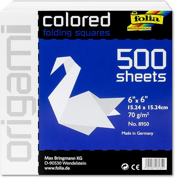 Speedball Art Products Company 8950 Folia 500 Sheet Origami Paper Bulk Pack, White, 6" x 6"