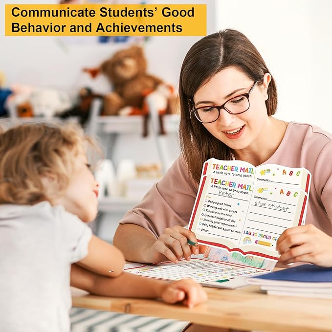 50Pcs Teacher Mail Notes to Parents, Happy Mail from Teacher, Brag Cards for Students Behavior Classroom Must Haves to Send Home for Preschool Kindergarten Elementary School Supplies (Book)