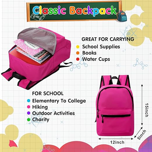 126 Pcs Christmas Middle High School Supplies Kit with Backpack for Student 7-12 Grades, School Supplies Bulk Bundle Essential Notebook Calculator for Xmas Holiday Gifts(Hot Pink)