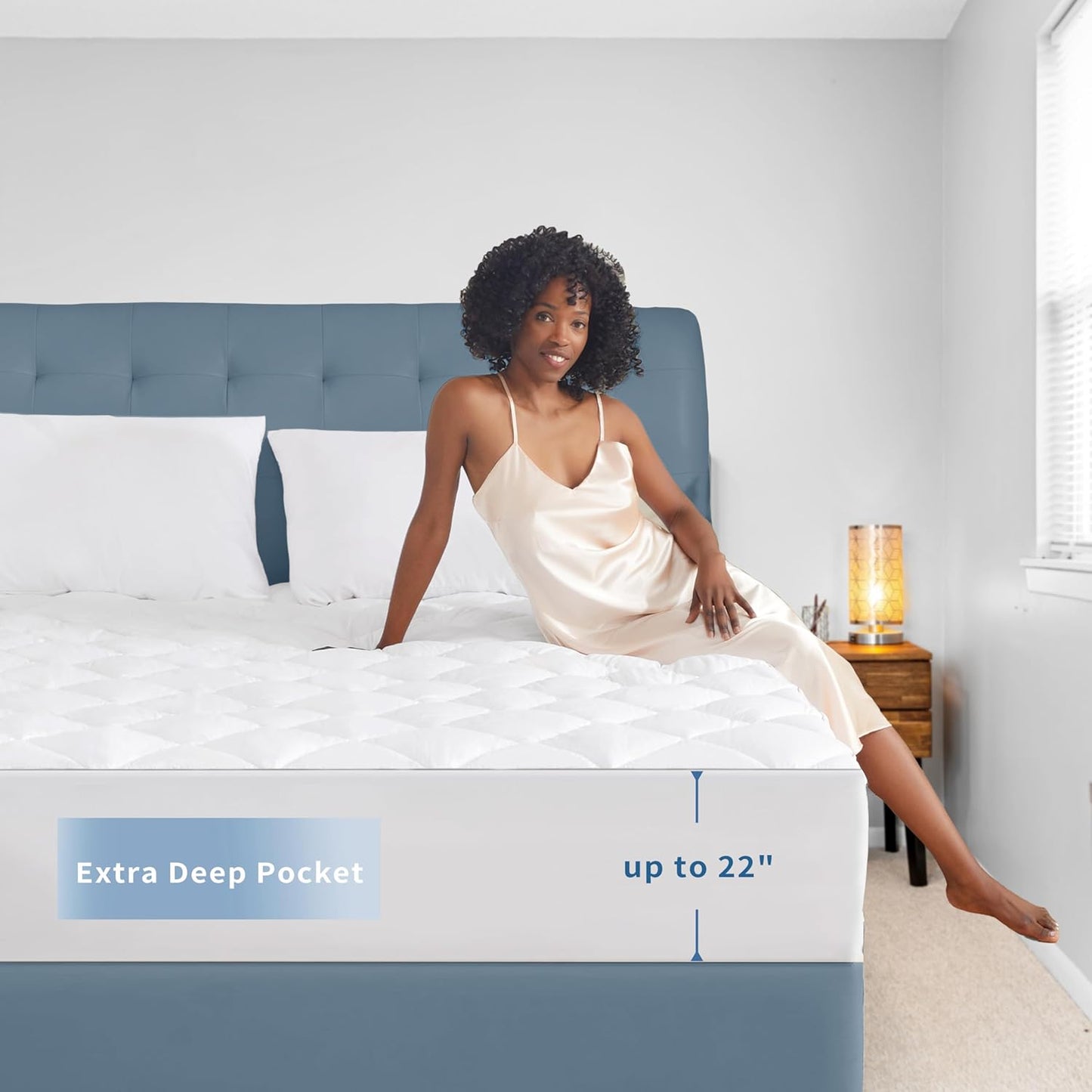 Sunflower Quilted Twin Mattress Protector, Mattress Pad Twin College Dorm, Cotton Mattress Cover Waterproof, 18-22" Extra Deep Pocket Thin Version, Hypoallergenic Soft Durable