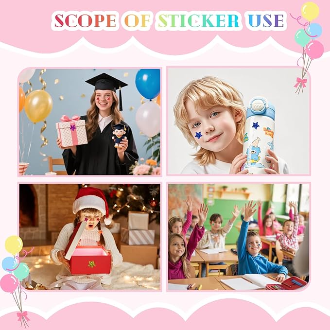 1400 Pcs Star Stickers (20 Sheets), Small Star Stickers Holographic Colorful for Student Reward, Planner Stickers for Teachers Classroom, Behavior Chart & Scrapbooking