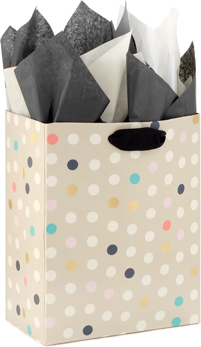 Hallmark White, Black and Ivory Bulk Tissue Paper (120 Sheets) for Gift Bags, Weddings, Graduations, Valentine's Day, Christmas