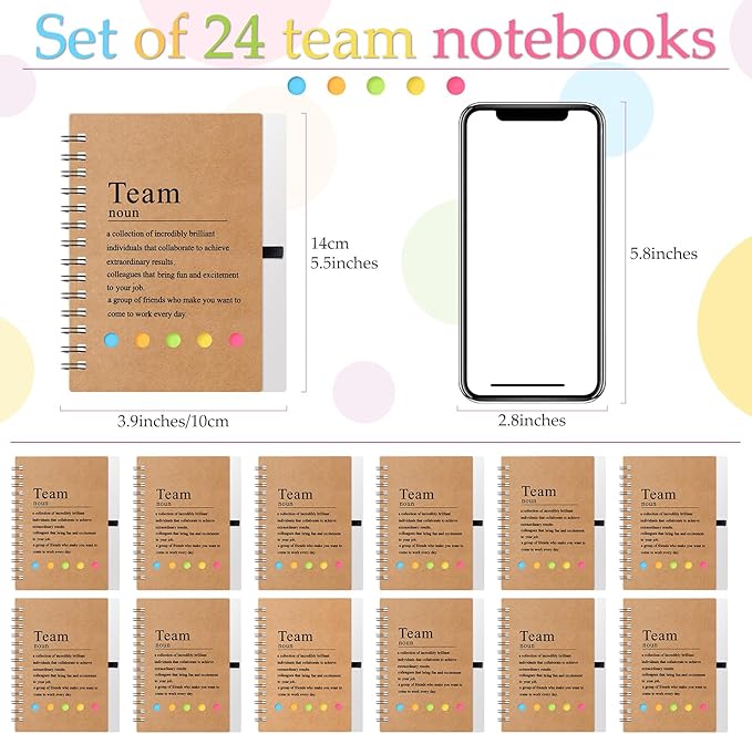 24 Pcs Employee Appreciation Gifts Bulk Team Recognition Notebooks with Sticky Notes Staff Thank You Gifts for Social Worker Teacher Nurse Coworker Office Motivation Set (Brown)