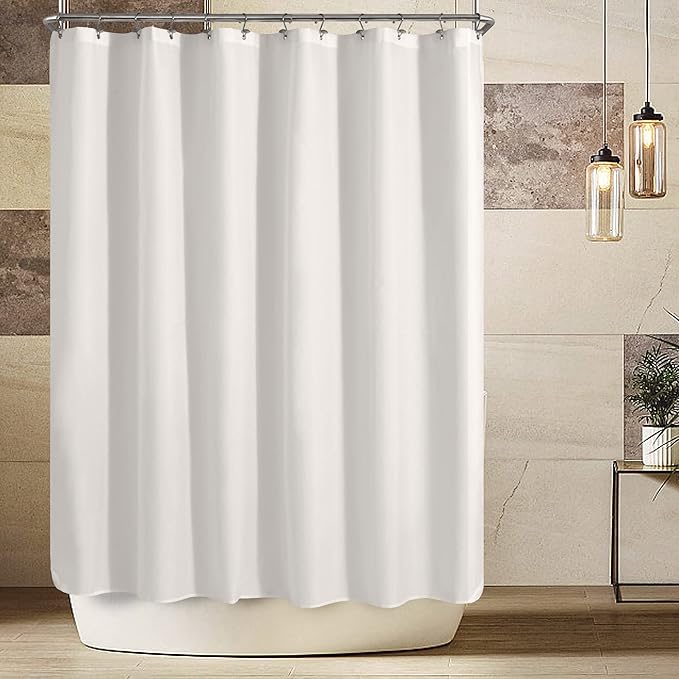 ALYVIA SPRING Extra Wide Fabric Shower Curtain Liner Waterproof - 108" x 72", Soft & Lightweight Wide Shower Curtain with Magnets, Machine Washable - 108x72, White