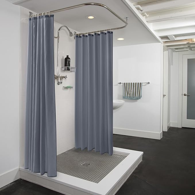 Nasitos Extra Long Fabric Shower Curtain Liners 2 Pack - W72 x H84 - Water Resistant Cloth Shower Curtains with Magnets, Soft Hotel Quality, Machine Washable (Grey, Magnets Included)