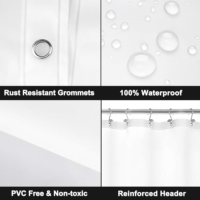 Barossa Design Frosted Shower Curtain Liner - Premium PEVA Shower Liner for Bathroom, BPA & PVC Free, No Chemical Smell, Lightweight Bath Curtain with 3 Magnets, Metal Grommets - Frost, Standard Size