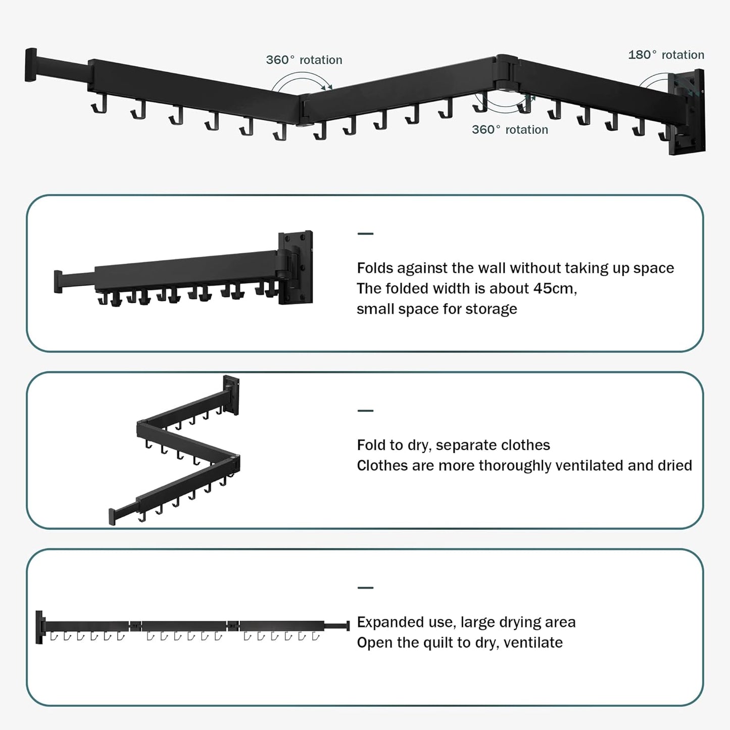 Clothes Drying Rack Wall Mounted,Drying Rack Clothing,Laundry Drying Rack,Wall Mount Clothes Hanger Rack,Laundry Rack Folding,Retractable Clothing Rack,Collapsible Clothes Hanging Rack