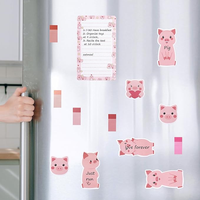B1ykin Cute Sticky Notes Set - I Just Really Like Piggy Self-Stick Notes Pad, 550 Sheets Writing Memo Pages Sticky Notepad for Teacher Appreciation Gift, School Office Party Supplies (Pink Piggy)