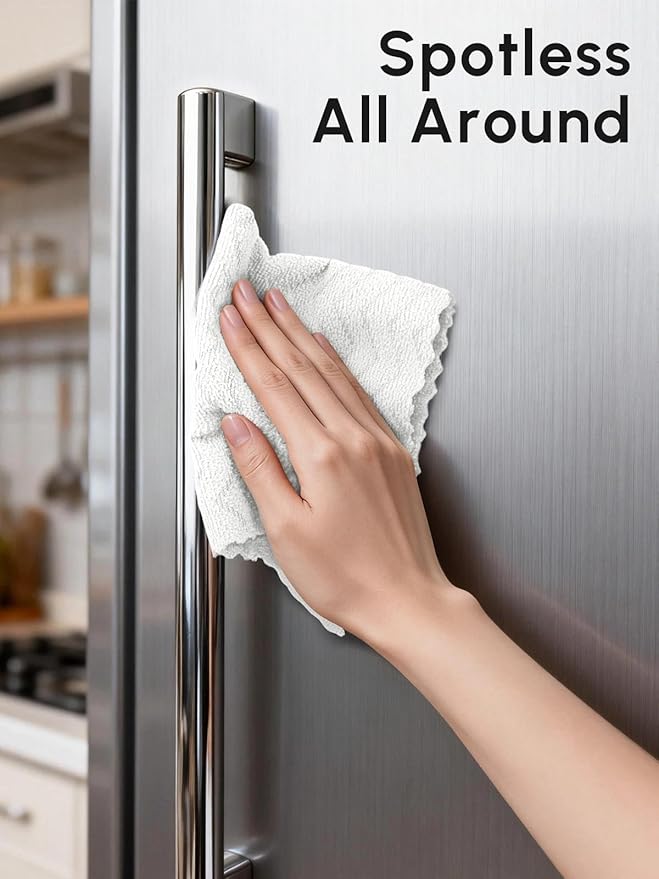 Microfiber Cleaning Cloths Roll, 75 Pack Tear Away Microfiber Towels Roll, 12" x 13" Lint Free Rags, Reusable Cleaning Cloths, Washable, Scratch Free,Ultra Absorbent Dish Rags(White Ripple)
