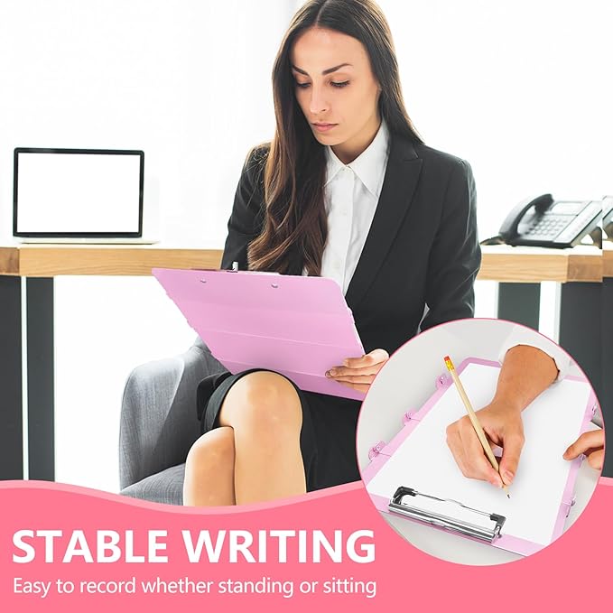 Nursing Clipboard Foldable Edition Aluminum 4 Layers Pocket Size Size Pen Clip Pocketfor Nurses Students School Doctor- Pink Without Cheat Sheets
