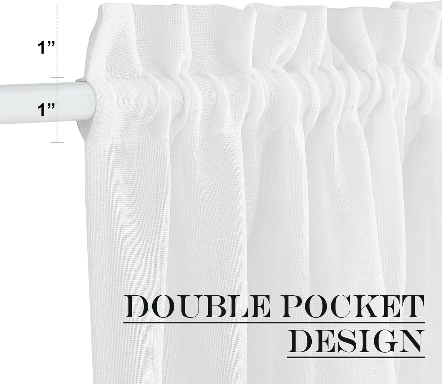 NICETOWN French Door Curtain for Small Window, Side Window Front Curtains, Rod Pocket Sidelight Kitchen Sheer Door Shade with Tieback, 1 Panel, White, 26W X 72L