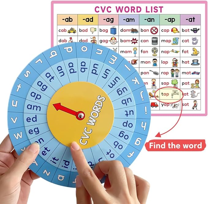 Lachilly Montessori CVC Words Games with Word Lists Sheets, Speech Therapy Toys for Toddlers Kids, Kindergarten Teacher Teaching Aids, CVC Flash Cards Phonics Reading Activities