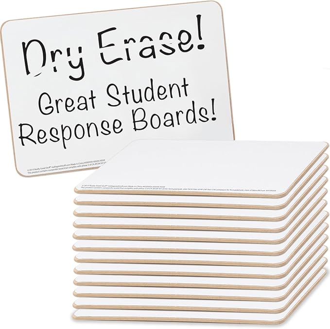 Really Good Stuff Non-Magnetic Dry Erase Boards - Set of 12-6" x 9" - Ideal for Home and School Learning - Reusable and Engaging Tool