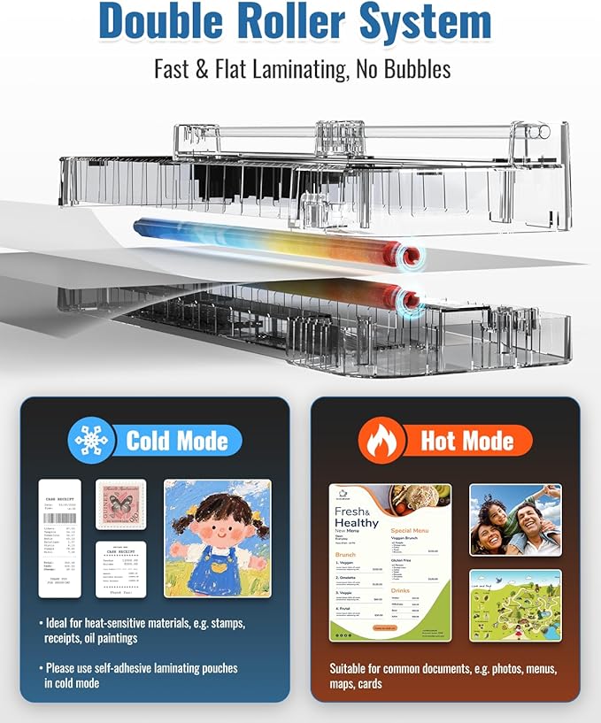 13in Laminator Machine with Sheets 50pcs + Paper Trimmer + Corner Rounder, 11x17 / ABS Anti-Jam Technology |Dual Hot and Cold Mode | 90s Fast Preheat for A3/A4/A5/A6 Home Office School Use