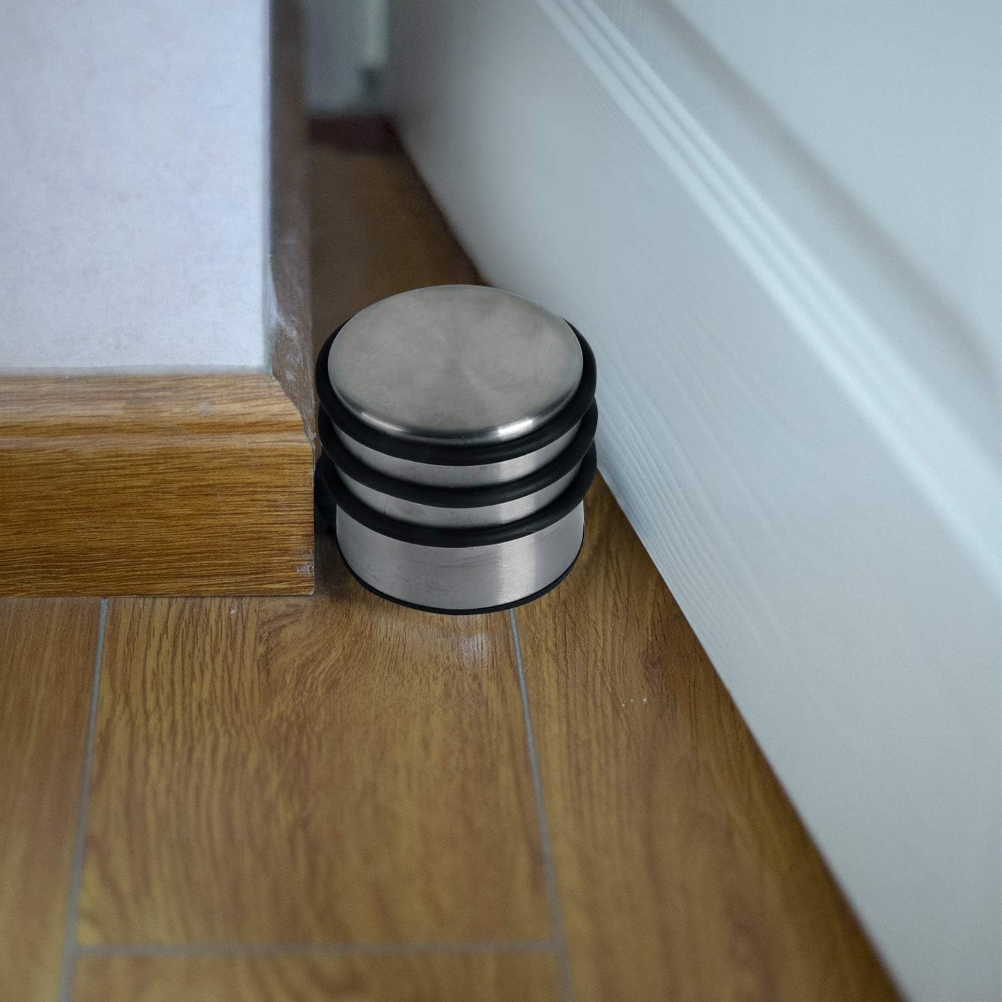 KINJOEK 2PCS Heavy Weight Door Stopper, No Drill Stainless Steel Door Stop with Protective Rubber Bands Door Wedge for Office, Home, Garage, Laundry Door