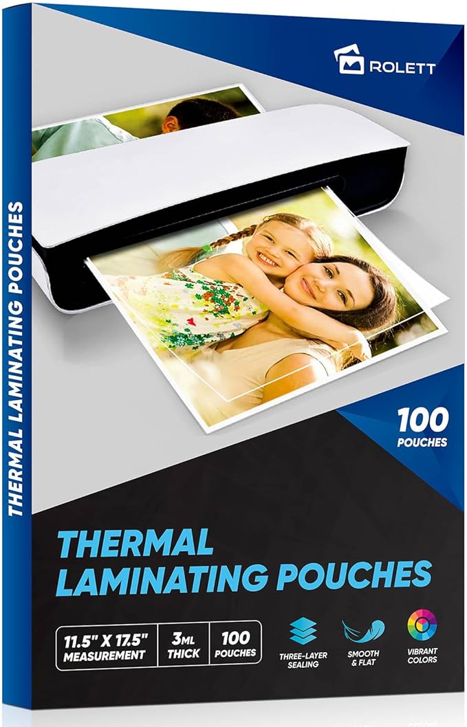 Laminating Sheets, 100 Pack Laminating Pouches Holds 11 x 17 Inch Sheets, 3 Mil Laminate Sheets 11.5 x 17.5 Inch for Laminator, Clear A3 Thermal Laminating Pouches with Round Corner